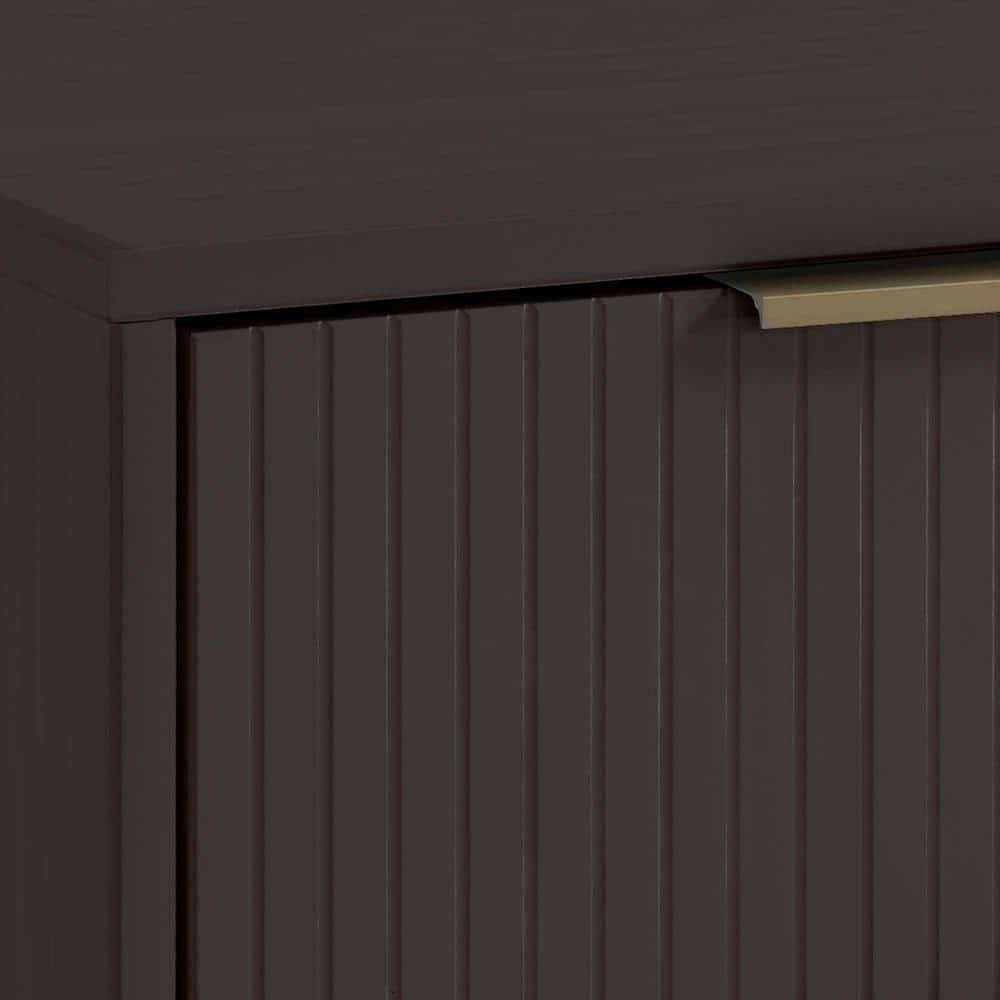 Manhattan Comfort Set of 2 Granville Nightstands with Drawer Dark Gray: UV Painted, Soft Close, Metal Handles