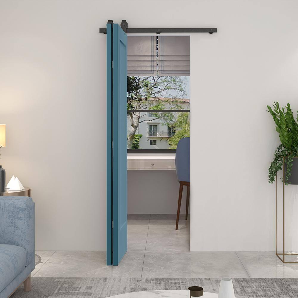 Calhome Paneled MDF Composite Bifold Barn Door with Installation Hardware Kit