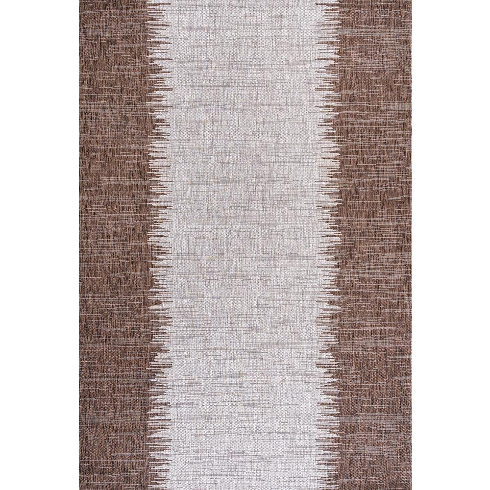 3'x5' Tavira Modern Strie' Indoor/Outdoor Area Rug, Brown/Beige - JONATHAN Y