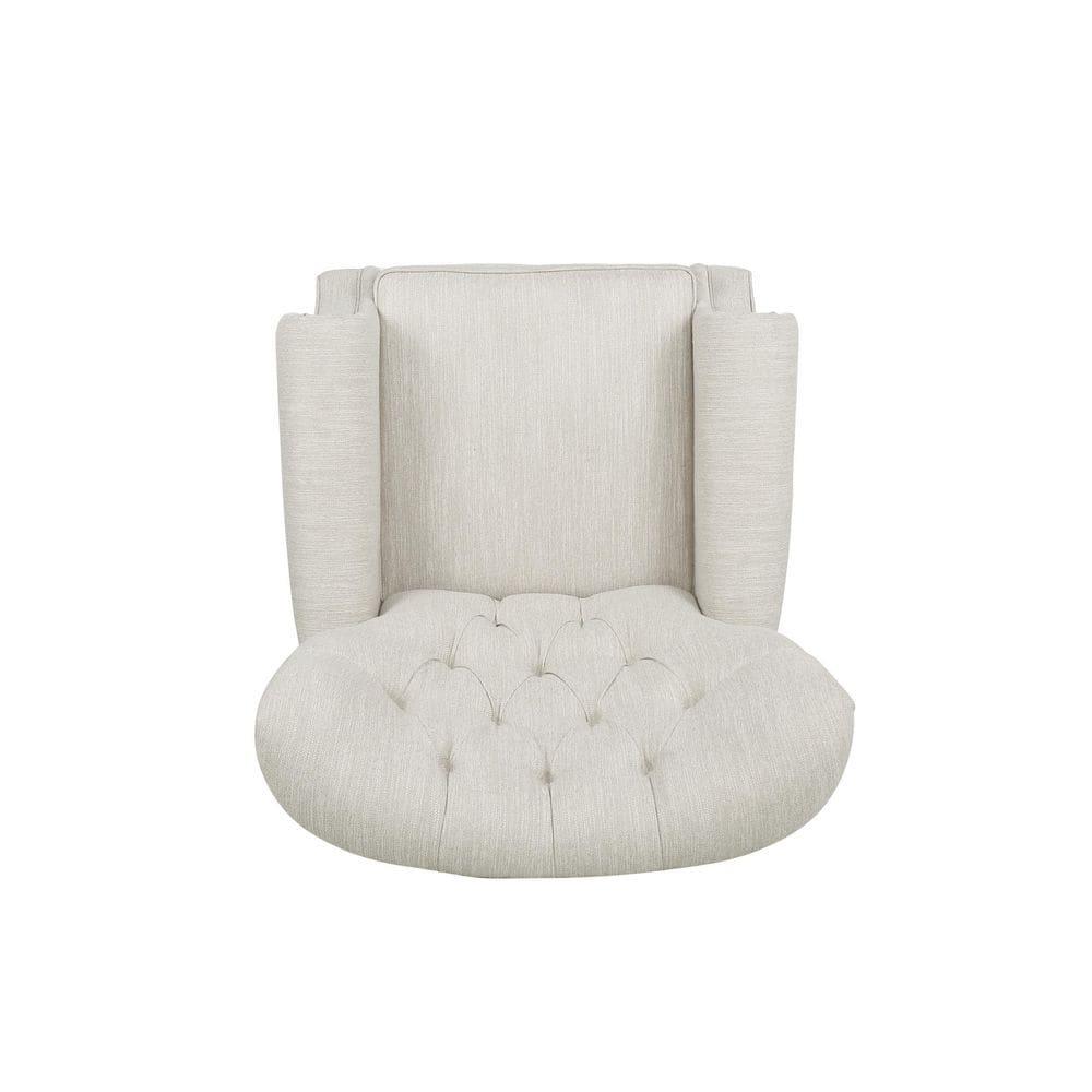 Noble House Torrens Fabric Tufted Recliner, Beige and Dark Brown