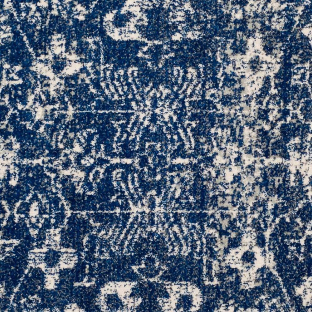 Evoke EVK270 Power Loomed Accent Rug Navy / Ivory 3' X 3' Round - Safavieh.