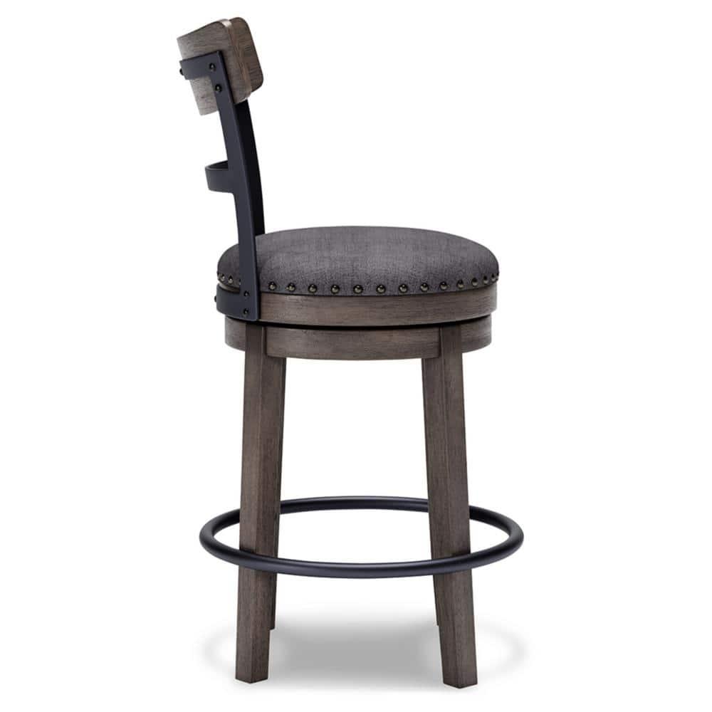 Caitbrook Counter Height Barstool Gray - Signature Design by Ashley: Polyester Upholstery, Nailhead Trim, Swivel Seat