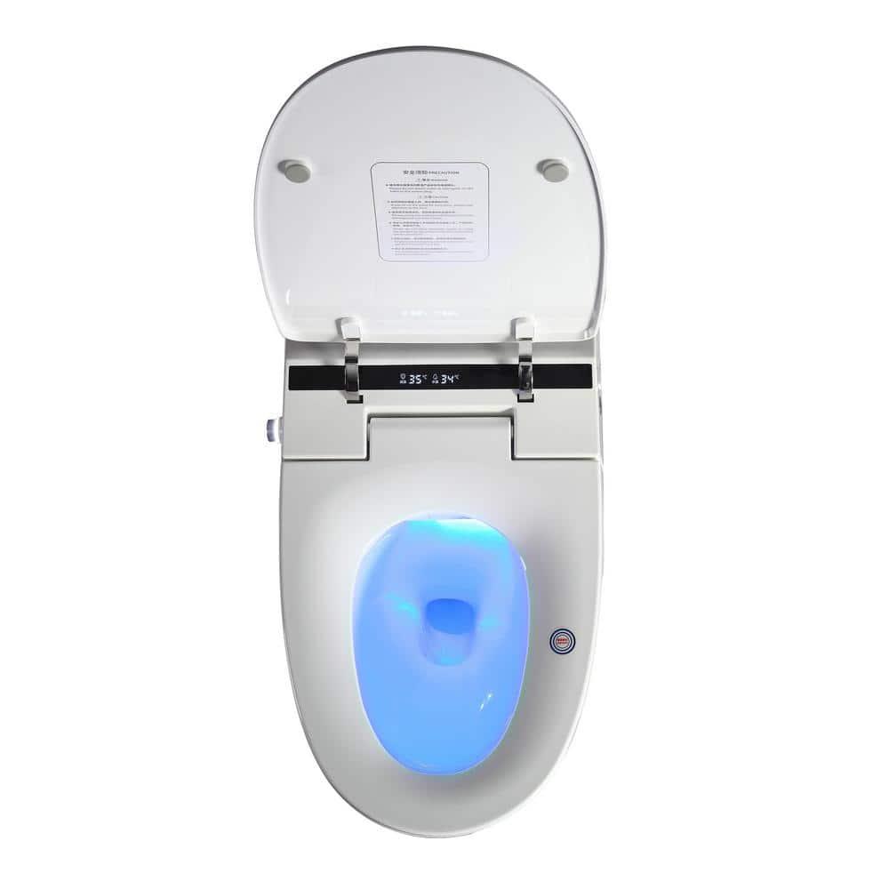 Elongated Smart Toilet Bidet with Auto Flush, Heated Seat, Seating Sensor, Foot Induction Flush