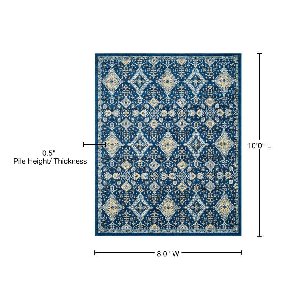 Evoke EVK224 Power Loomed Area Rug - Royal/Ivory - 8'x10' - Safavieh.