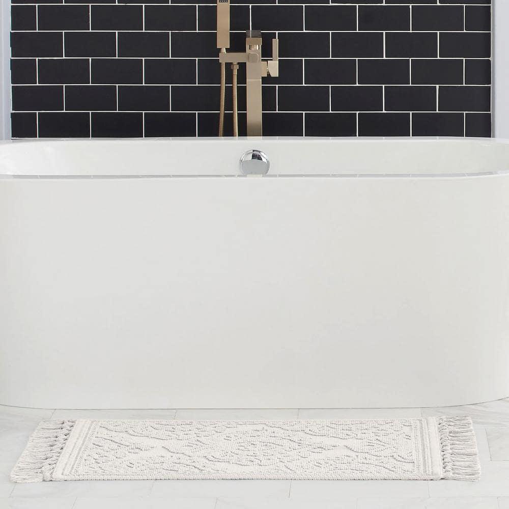 Jean Pierre Ricardo Cotton Fringe 2-Piece Bath Rug Set, White