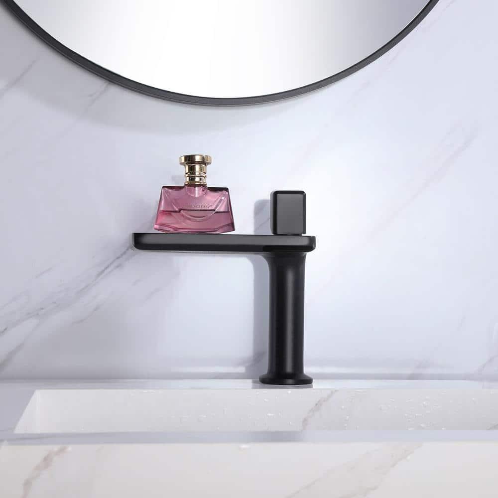 RBROHANT JK0372 7.75" Brass Waterfall Bathroom Sink Faucet, Vanity Single Handle One Hole Basin Modern Lavatory Faucet