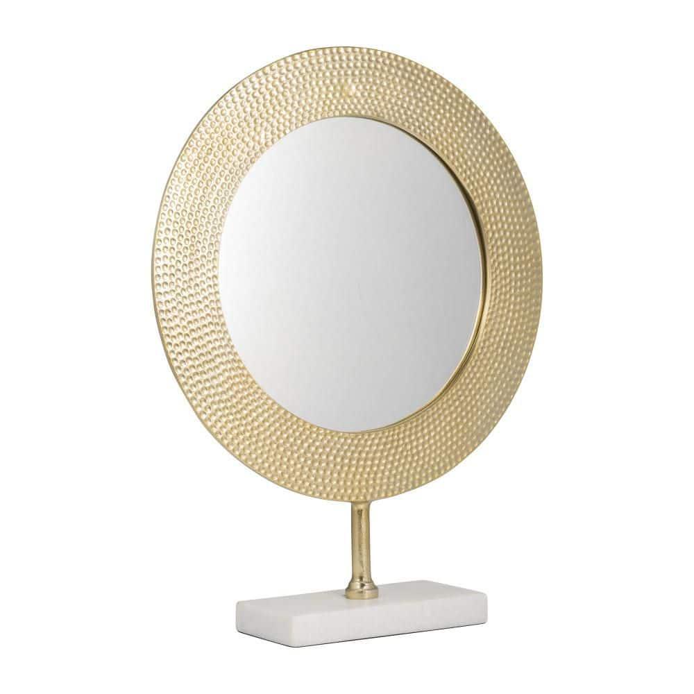 Sagebrook Home Metal 21" Hammered Mirror On Stand, Gold