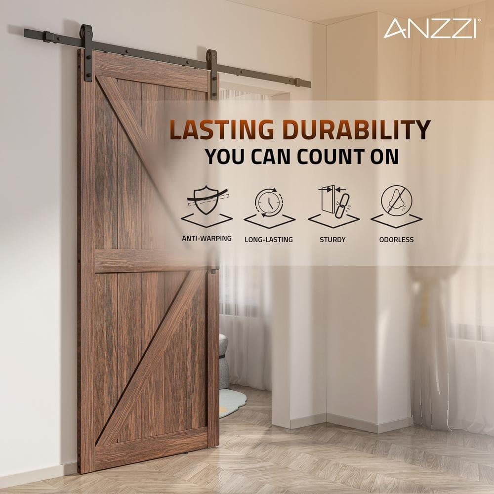 ANZZI ANZZI Heavy Duty Sturdy Wood Single Sliding Barn Door - Solid Core MDF And PVC - Knockdown Design - Hardware Included - Space-Saving Solution