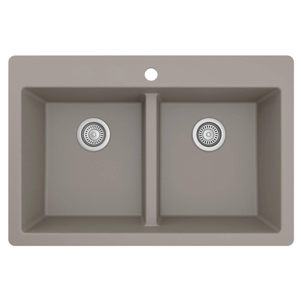 Karran Quartz 33'' X 22'' 50/50 Double Bowl Composite Drop-in Kitchen Sink