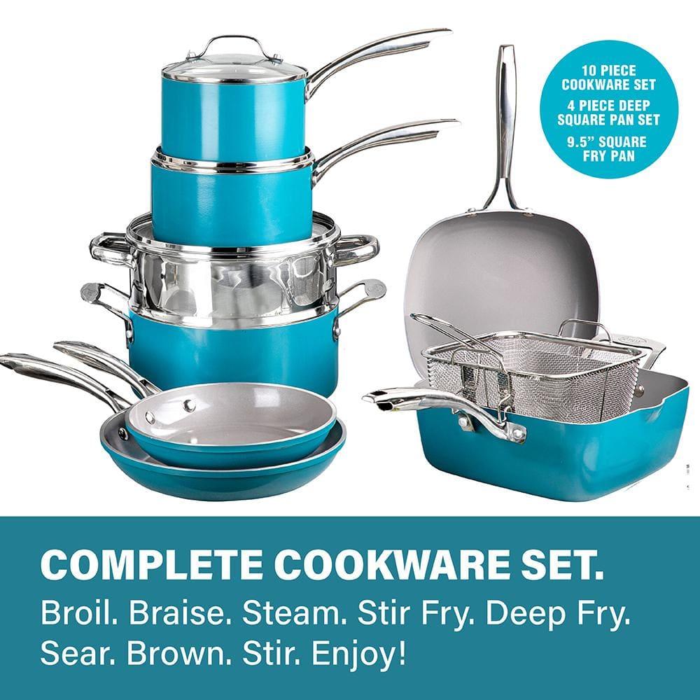 Gotham Steel 20 Piece Nonstick Cookware and Bakeware Set, Stay Cool Handles, Oven & Dishwasher Safe