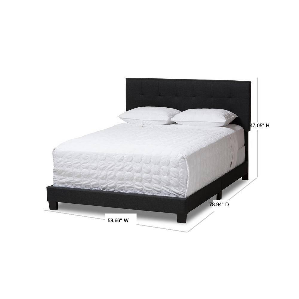 Full Brookfield Modern Fabric Bed with Grid-Tufting Design - Baxton Studio: Rubberwood & MDF, Requires Box Spring