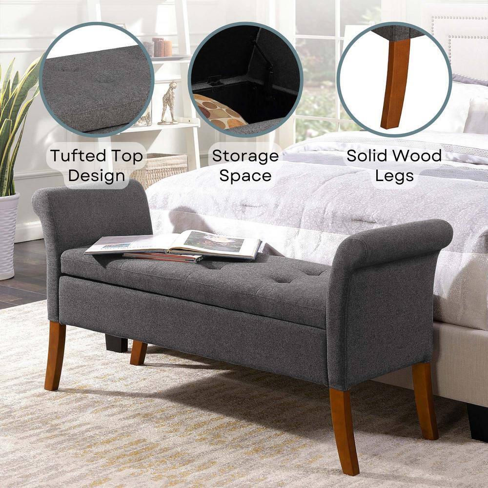 Convenience Concepts Designs4Comfort Garbo Storage Bench Ottoman, Soft Gray Fabric