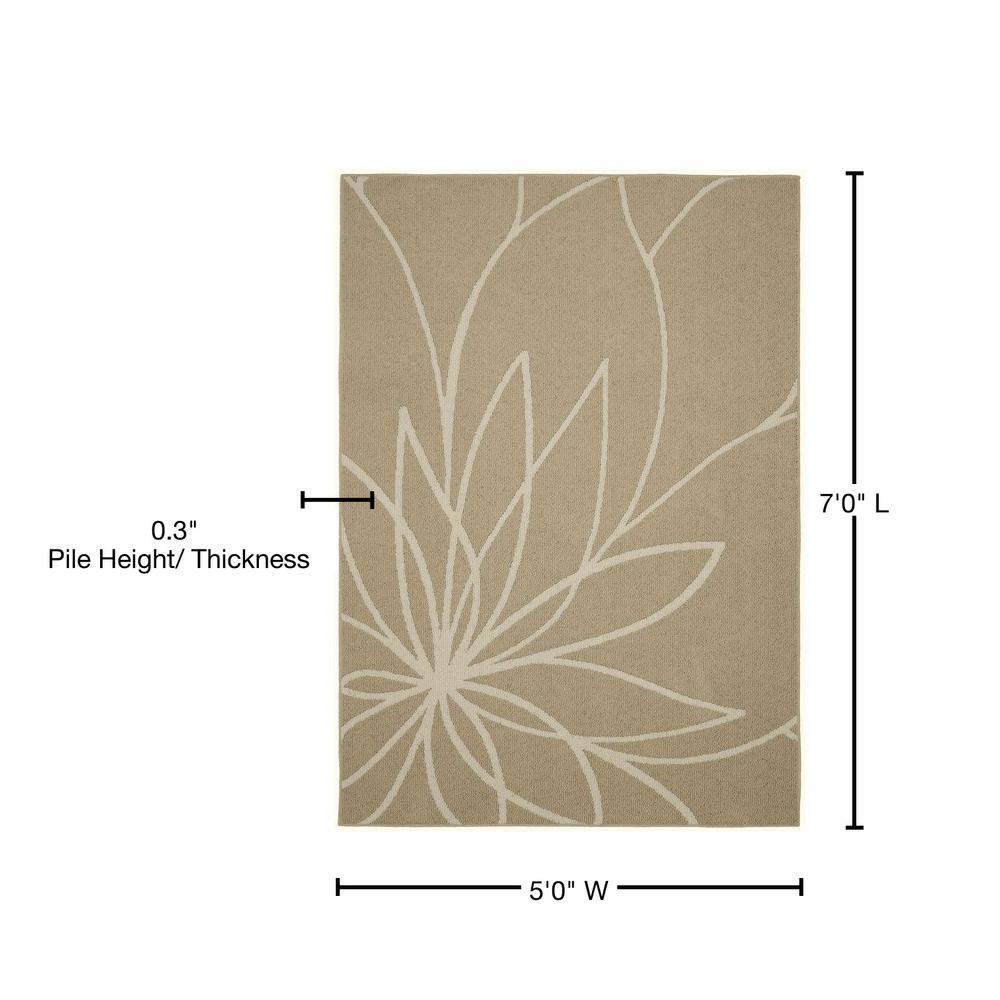 Garland Rug Grand Floral Tan/Ivory Indoor Area Rug, 5' x 7'