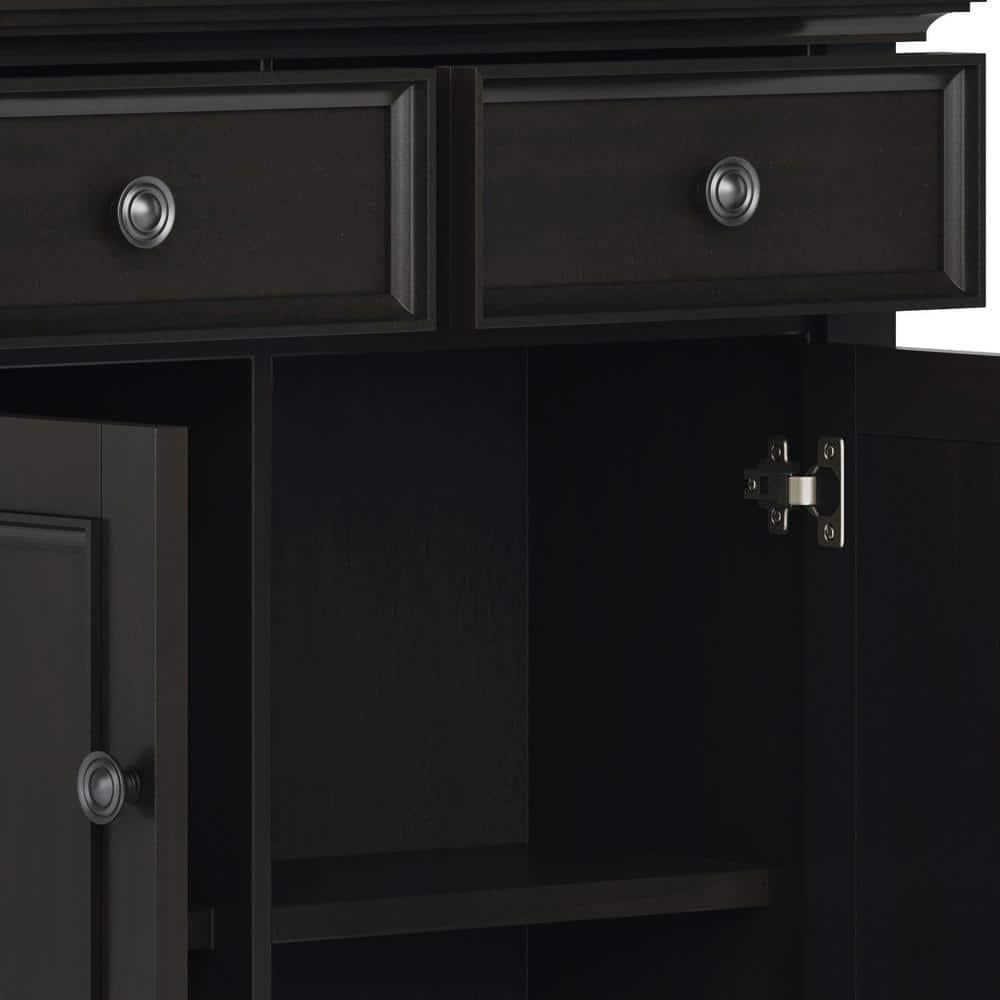 Simpli Home Amherst 36"W Solid Wood 2-Shelf Entryway Storage Cabinet with 2 Drawers and Adjustable Shelves