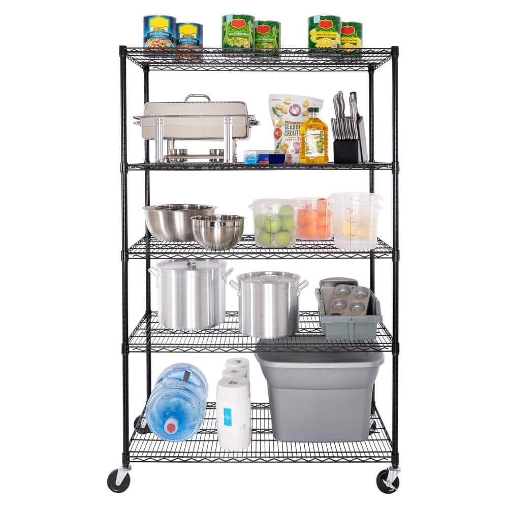 UltraDurable 24" D 5-Tier NSF-Certified Steel Shelving with Wheels