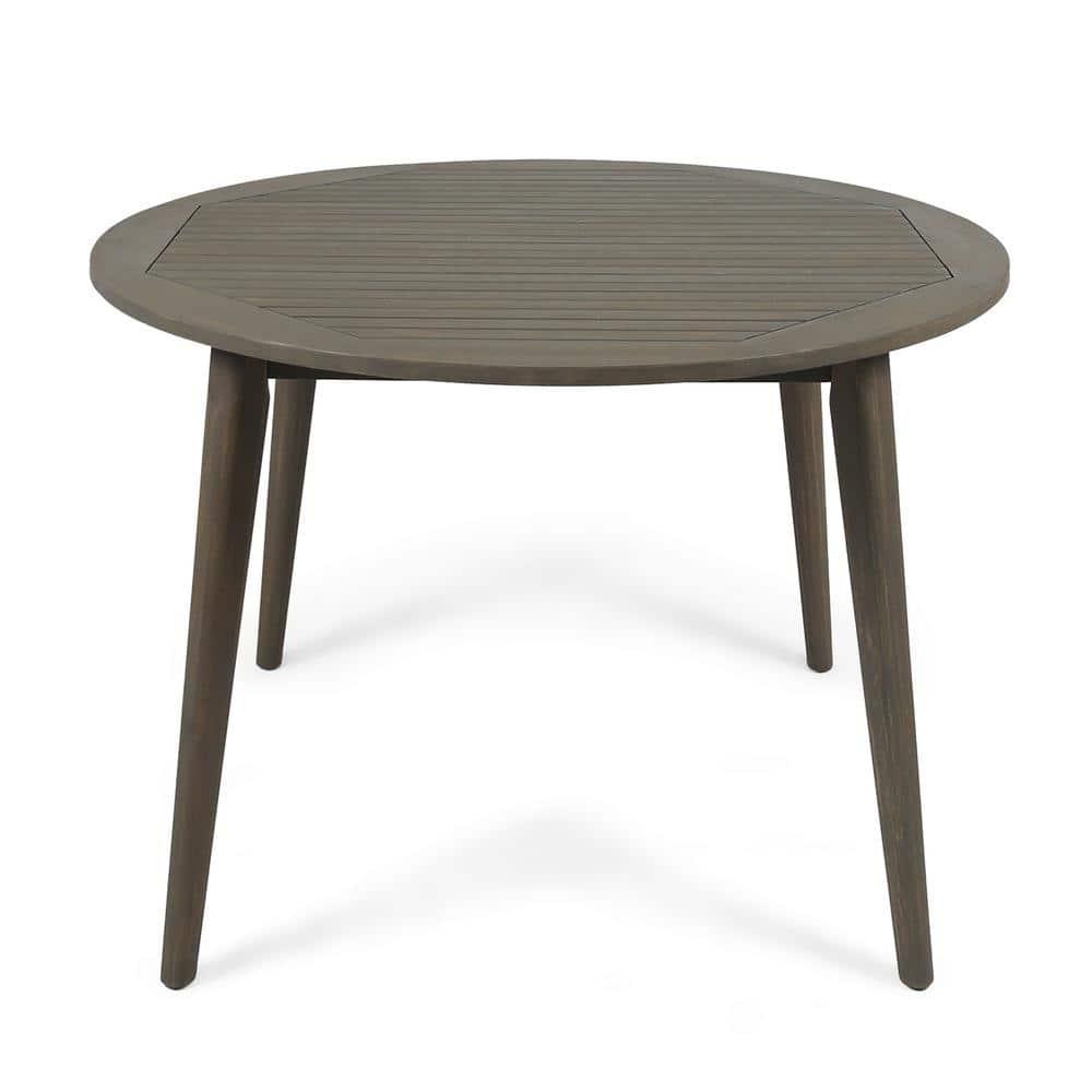 Noble House Stamford 47.25" Round Wooden Patio Dining Table in Gray