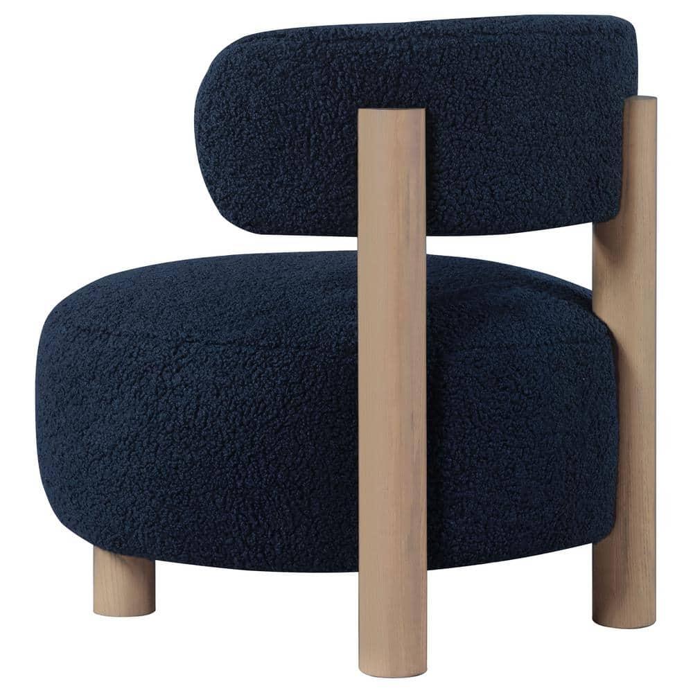 Coaster Zonie Boucle Fabric Upholstered Barrel Back Accent Chair Blue