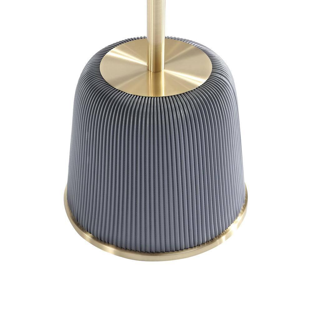 Manhattan Comfort Anderson Modern Leatherette Upholstered End Table with Gold Tabletop Gray: Stainless Steel, No Assembly Required