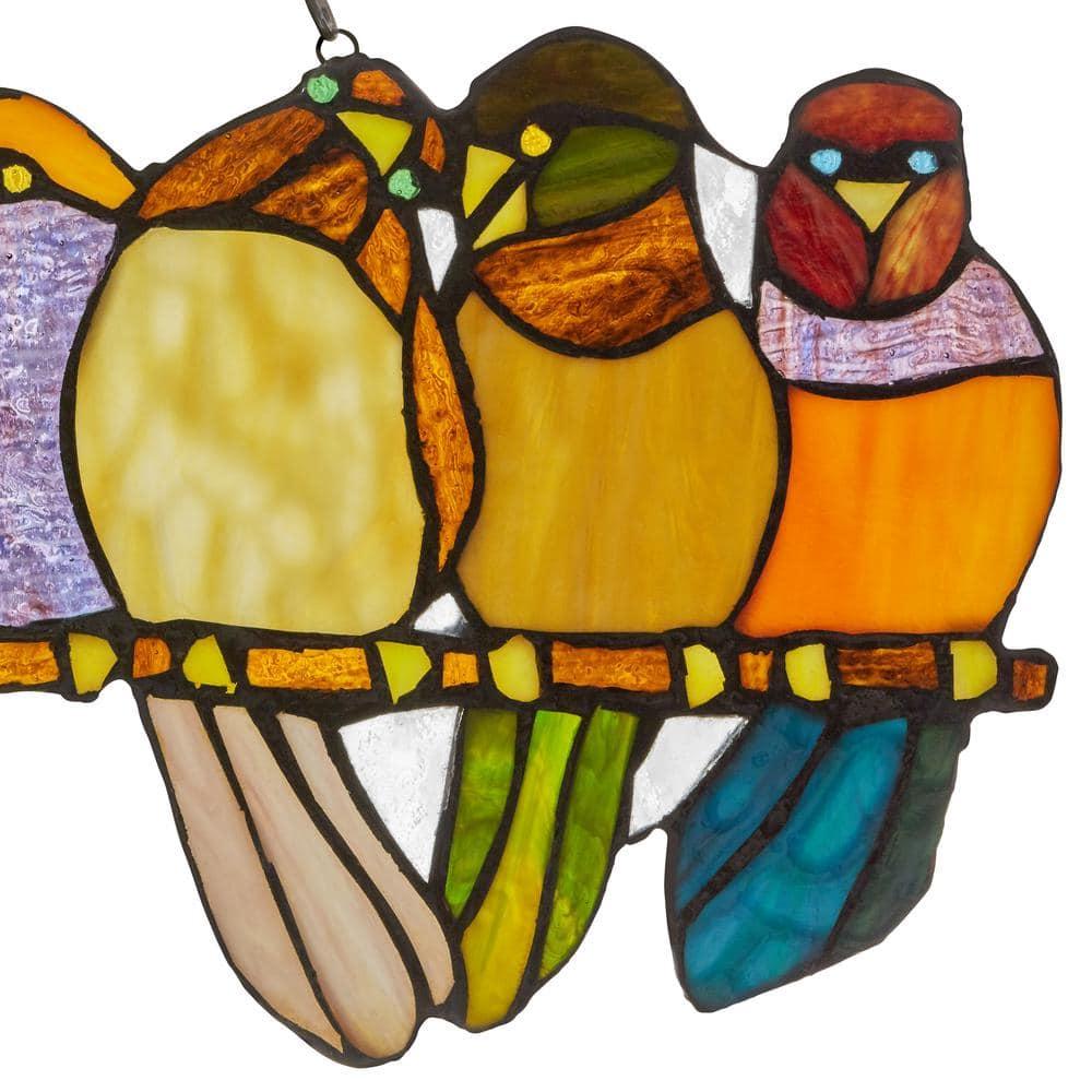 River of Goods  Stained Glass Birds on Wire 9.25-in. Window Panel - 24.25"L x 0.25"W x 9.5"H