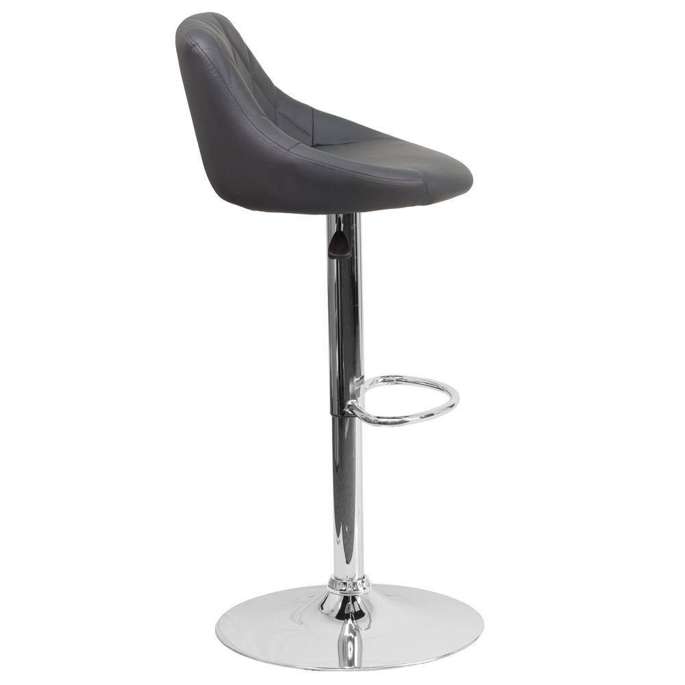 Flash Furniture Contemporary Gray Vinyl Bucket Seat Adjustable Height Barstool with Chrome Base