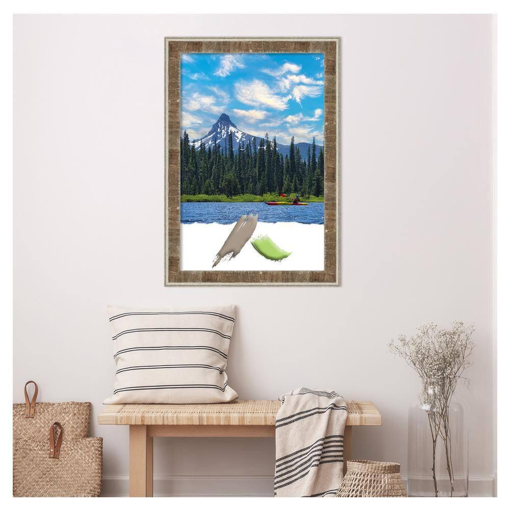 Amanti Art Farmhouse Brown Narrow Wood Picture Frame Opening Size 24x36 in.