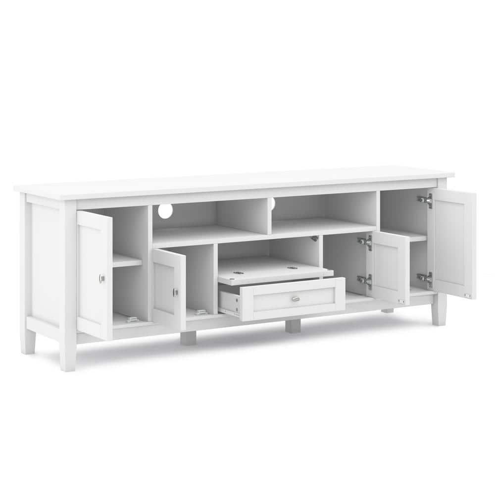 Simpli Home Warm Shaker 72"W Solid Wood TV Stand for TVs up to 80" with 4 Storage Cabinets and 2 Drawers
