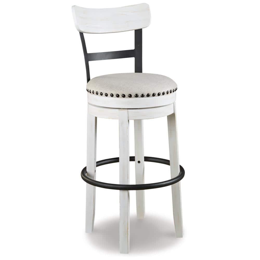 Gracie Oaks Design by Ashley Valebeck Modern Swivel Counter Height Barstool, Whitewash