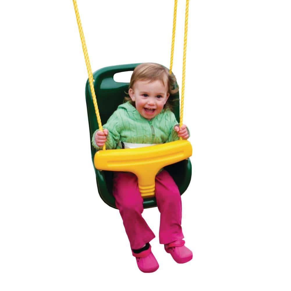 Swing-N-Slide Infant Swing, Safe and Study Toddler Swing for Swing Set- Green with Yellow Rope