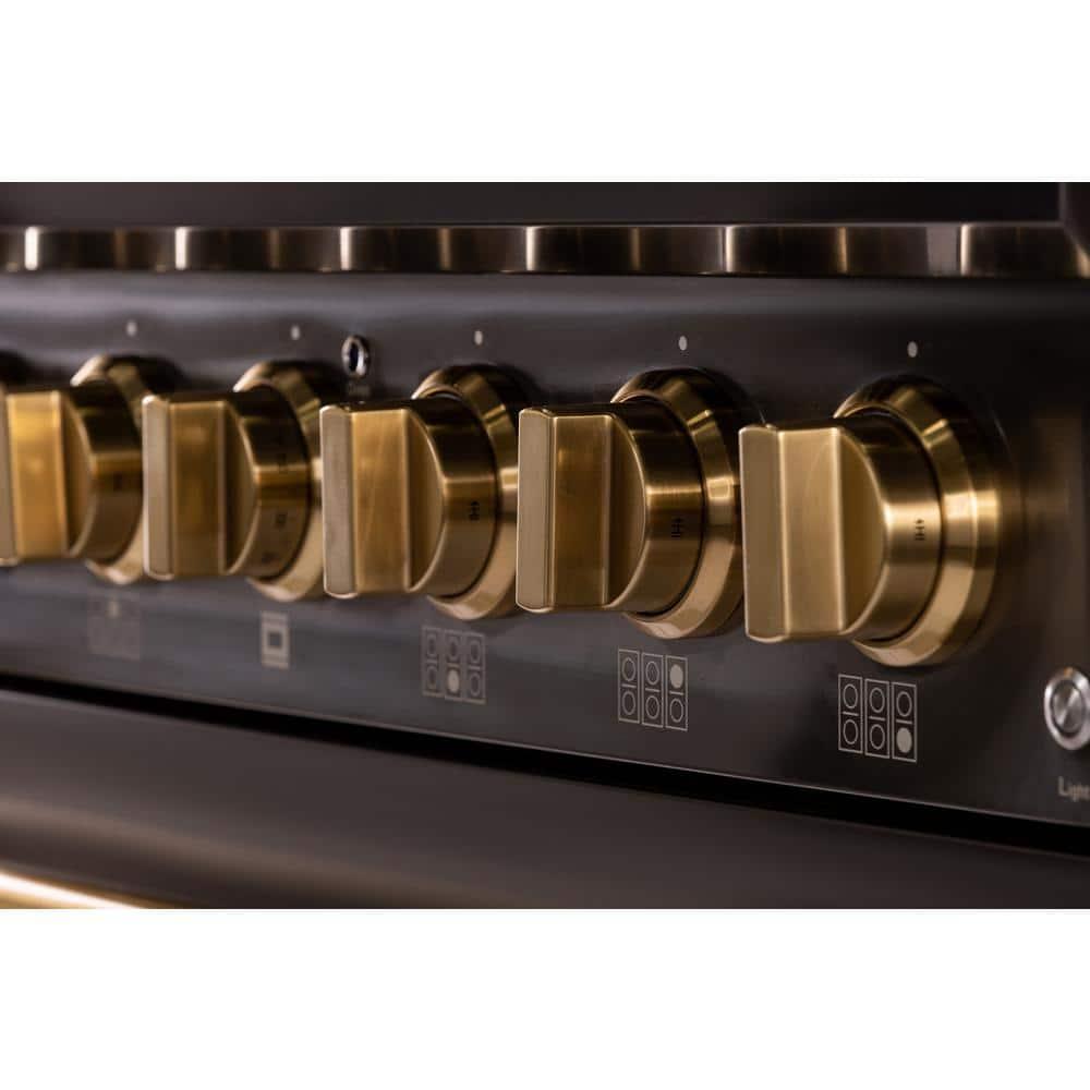 36 in. 5.2 cu. ft. Dual Fuel Range Natural Gas Sealed Burners Titanium Stainless