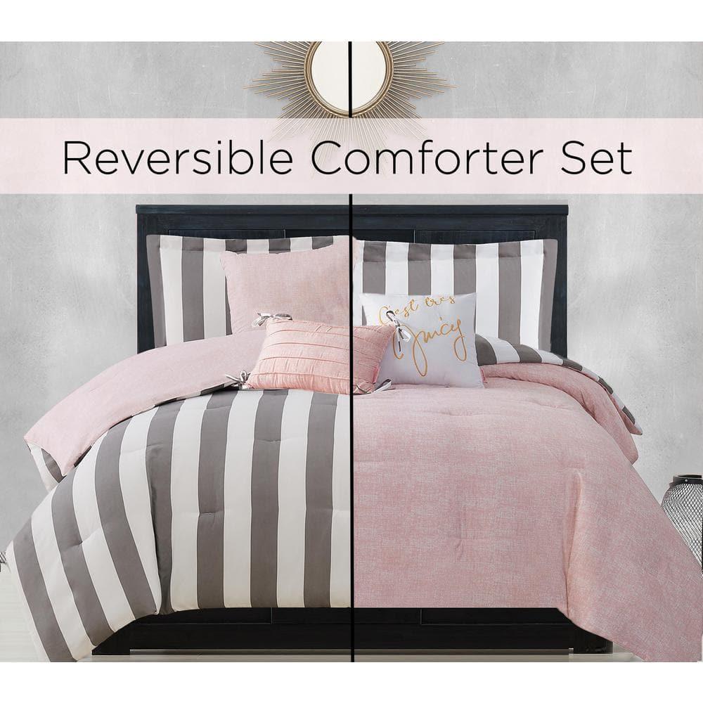 Juicy Couture Cabana Stripe Reversible Comforter Setswith Decorative Pillows