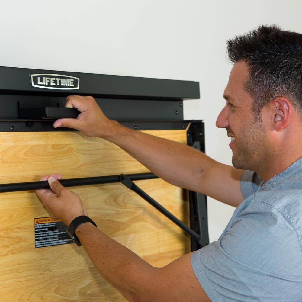 Lifetime Wall Mounted Pegboard Shelf Storage Wood and Steel Folding Work Table