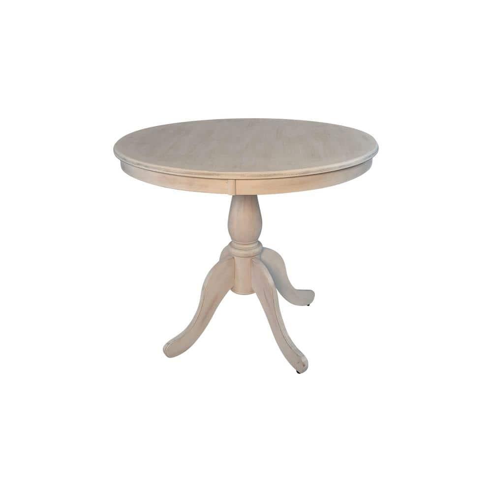 Carolina Living 36" Salem Round Pedestal Dining Table White Wash: Rubberwood, Seats 4, Adult Assembly Required