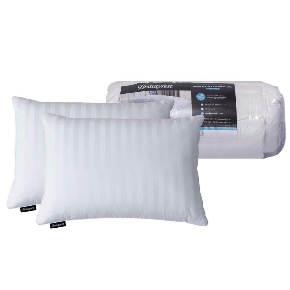 Beautyrest Beautyrest Damask Strip US Grown Cotton Softy-Around Goose Feather/Down Pillow (2PK) - Medium Firm (Set of 2)