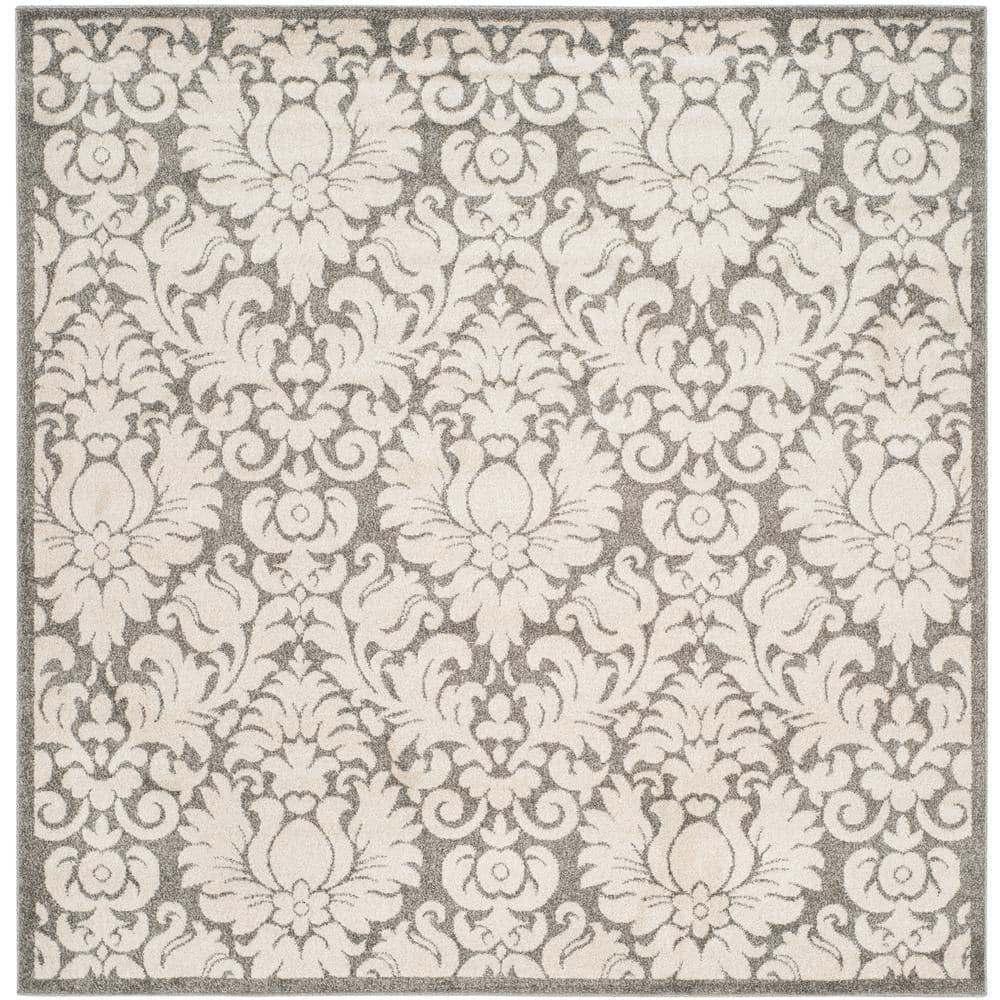 Amherst AMT427 Power Loomed Indoor Area Rug - Dark Grey/Beige - 9'x9' - Safavieh