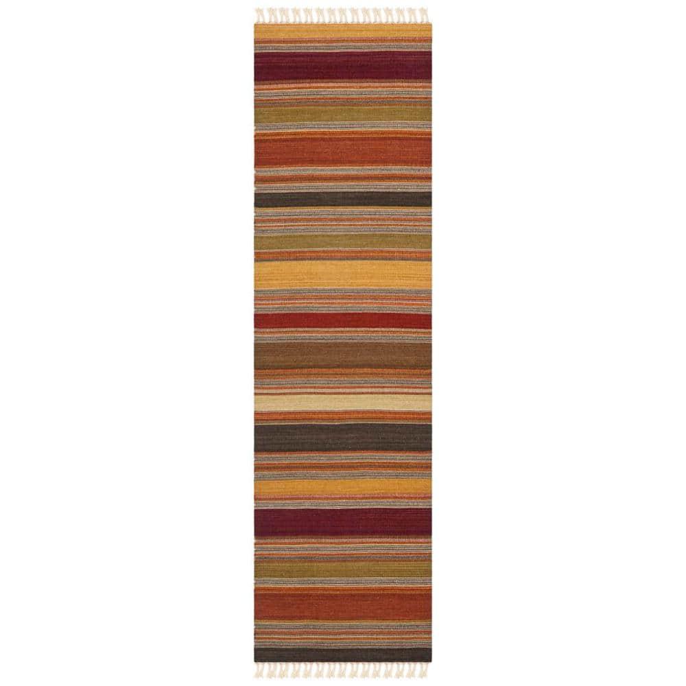 Striped Kilim STK315 Hand Woven Indoor Runner Rug - Gold - 2'3"x8' - Safavieh
