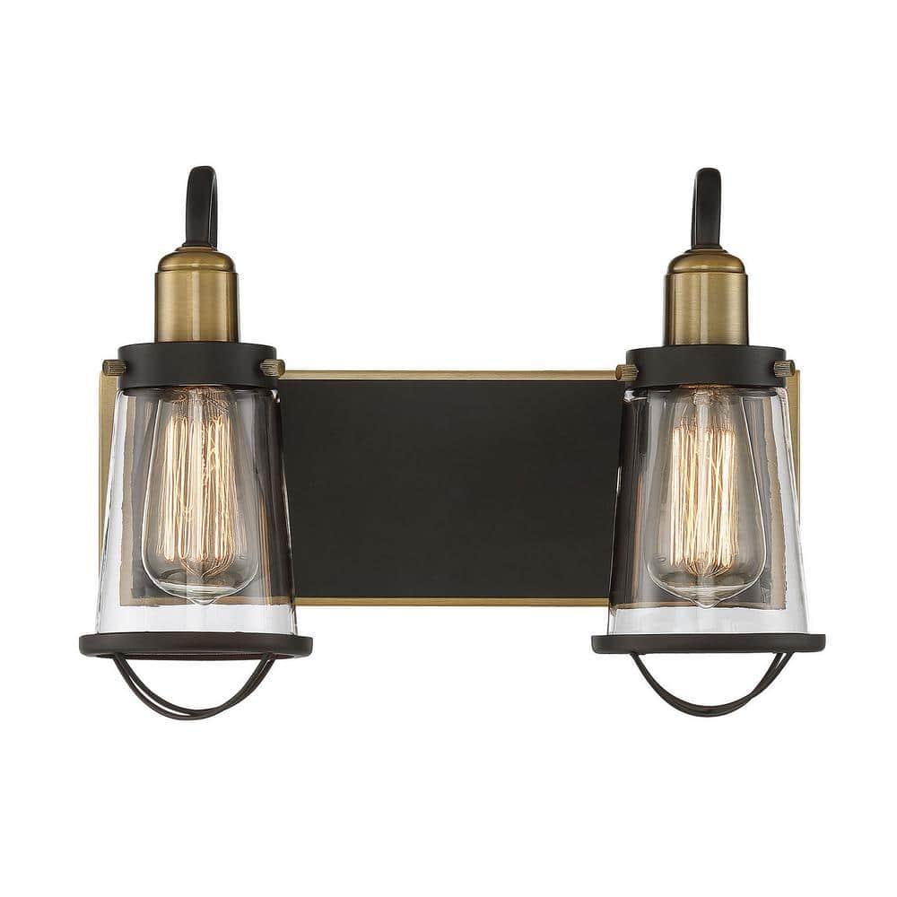 Savoy House Lansing 2 - Light Vanity in  English Bronze/Warm Brass