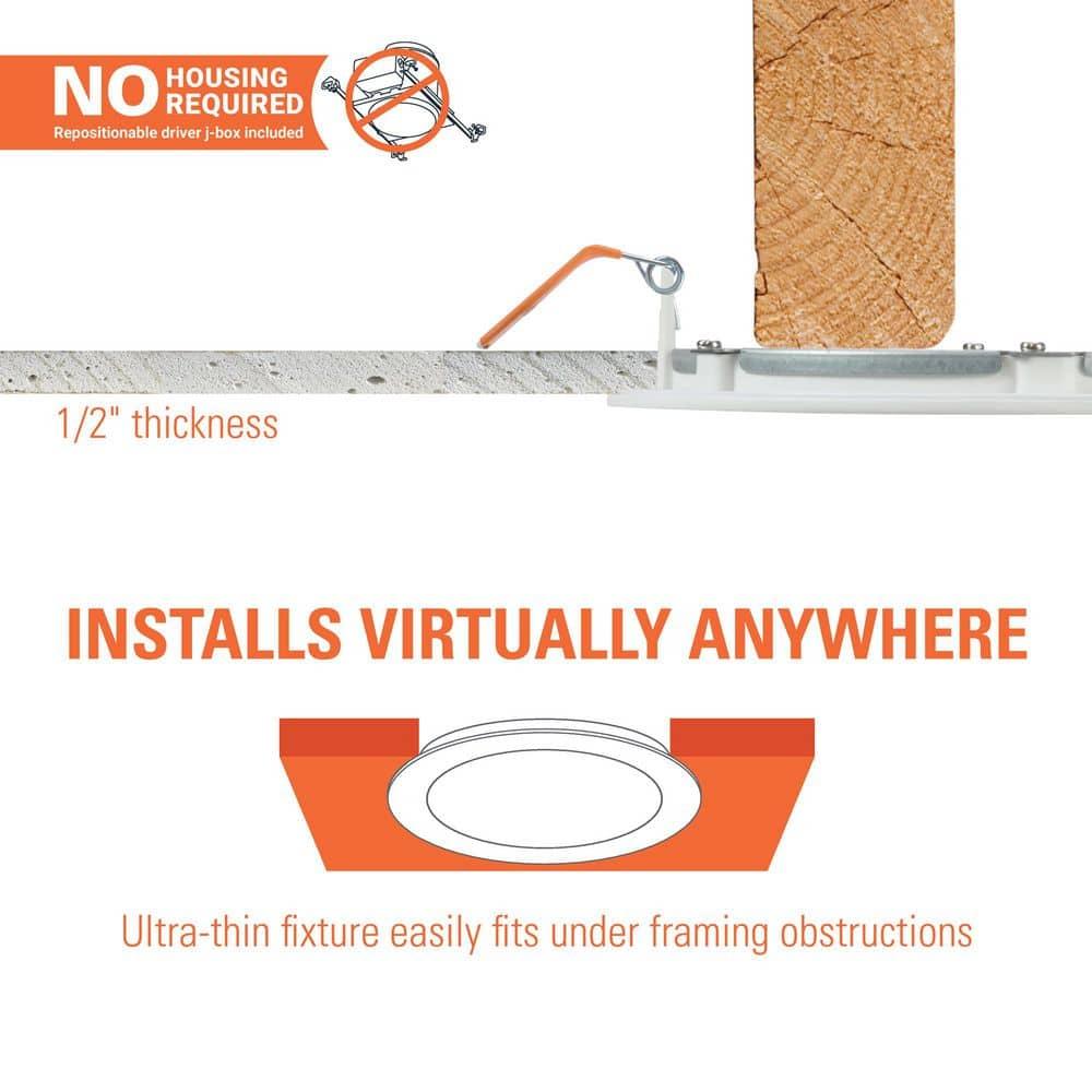 Halo HLB Lite Matte White 4 in. W LED Smart-Enabled Canless Recessed Downlight 10.1 W