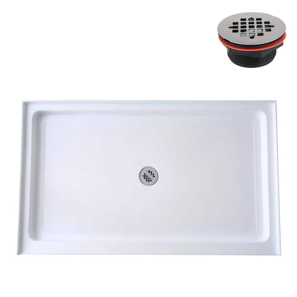 Streamline Bath Streamline 60 in. x 32 in. Alcove Acrylic Shower Base With Center Drain, Drain Included GB-516-68