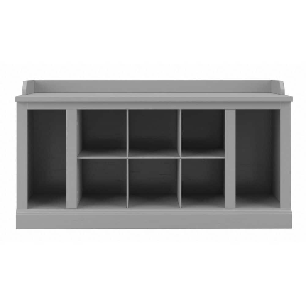 Woodland 40W Shoe Storage Bench with Shelves in Cape Cod Gray - Engineered Wood