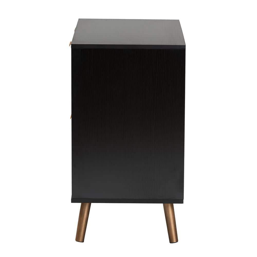 Richardson Two-Tone Wood 2 Drawer Storage Cabinet Natural Brown/Black - Baxton Studio