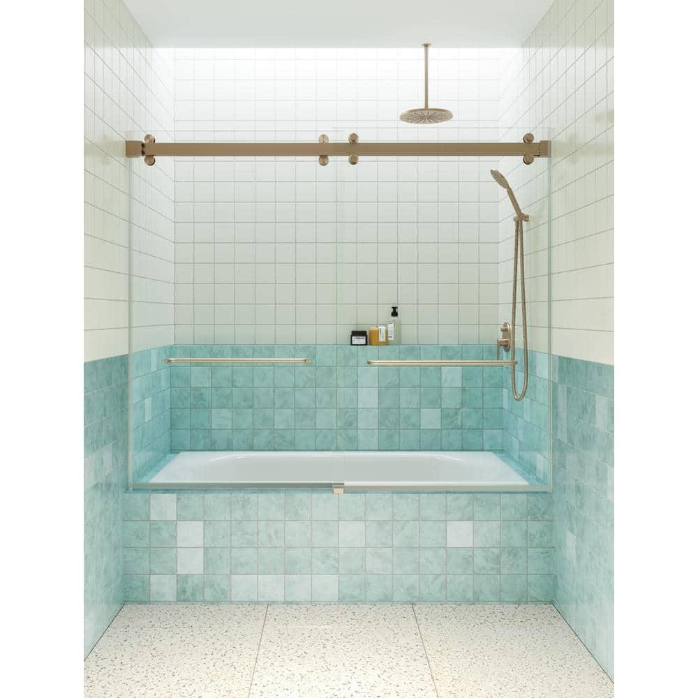 Polaris 60 in. x 60 in. Fully Frameless Sliding Bypass Bathtub Door