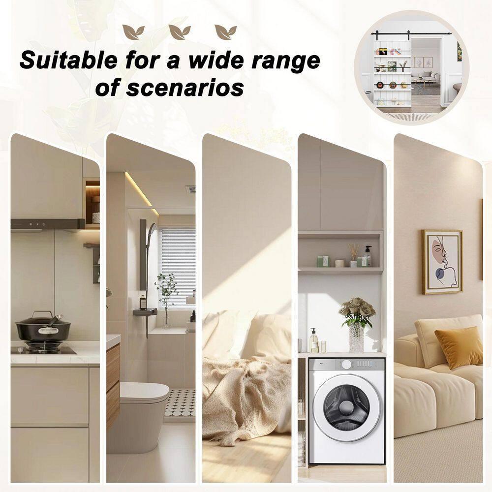 ARK DESIGN 84"H Wood and Primed Bookshelf Style Barn Door with Mounting Hardware Kit