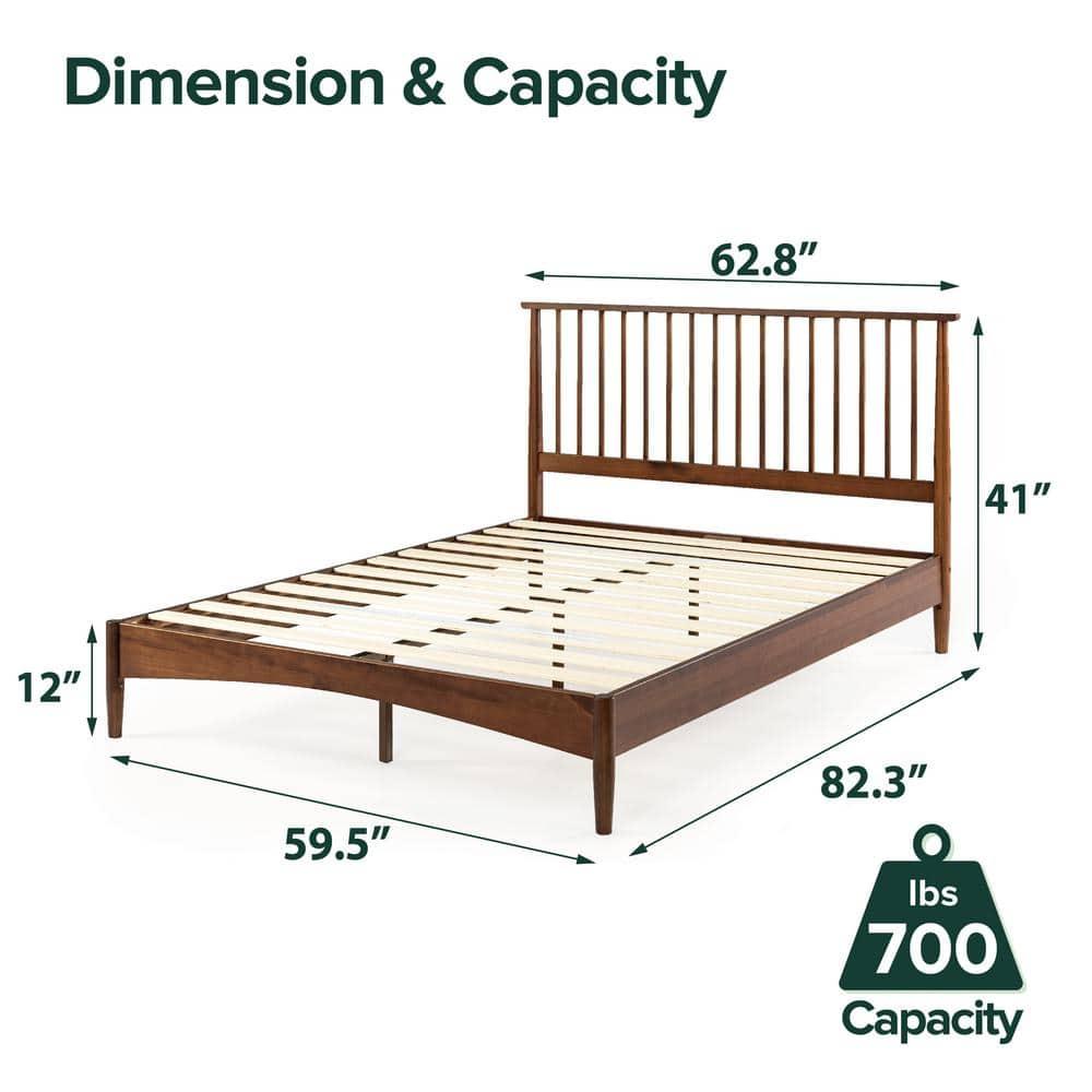 Rashay Mid-Century Modern Solid Wood Spindle Platform Bed
