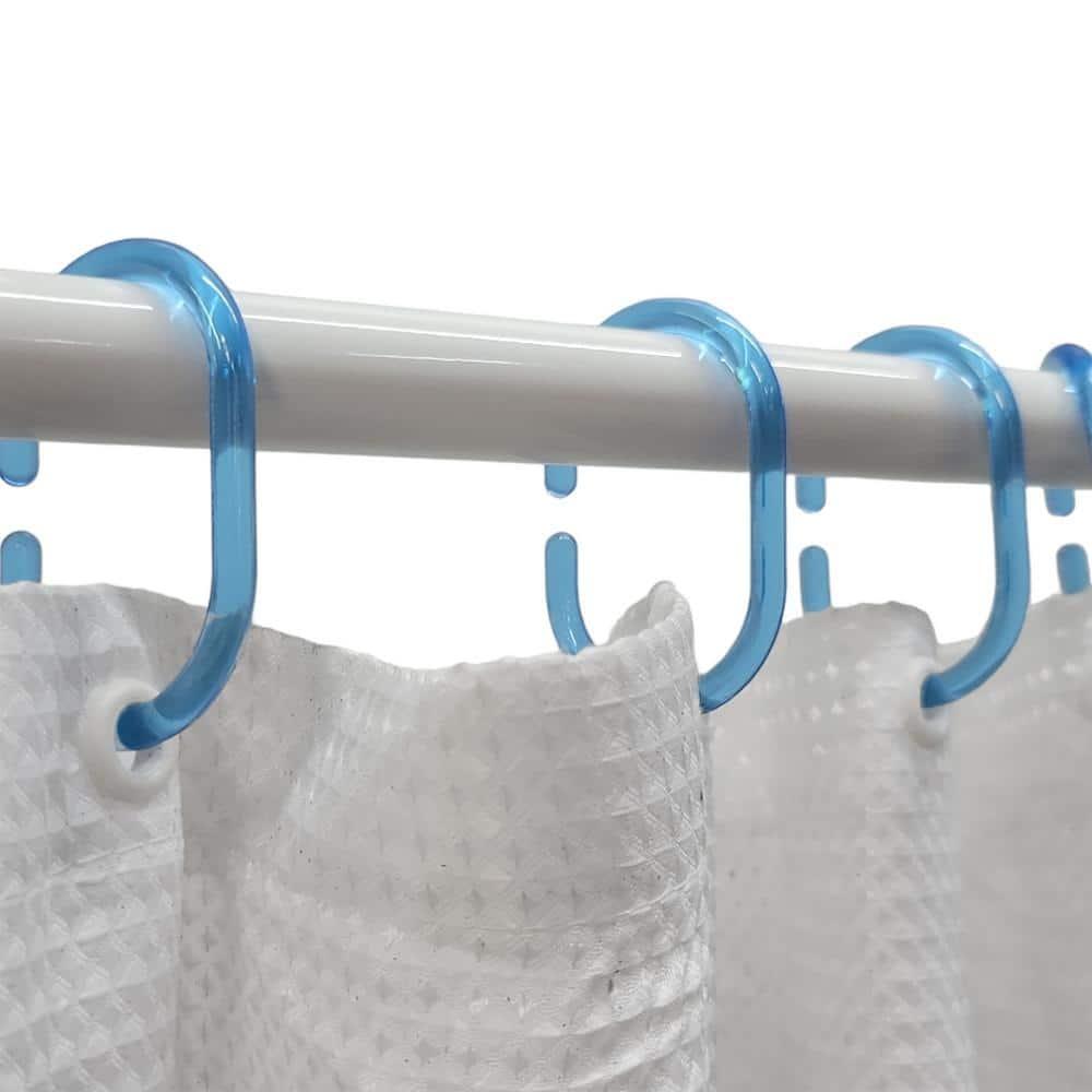 Evideco Solid Plastic Shower Curtain Hooks Rings (Set of 12)