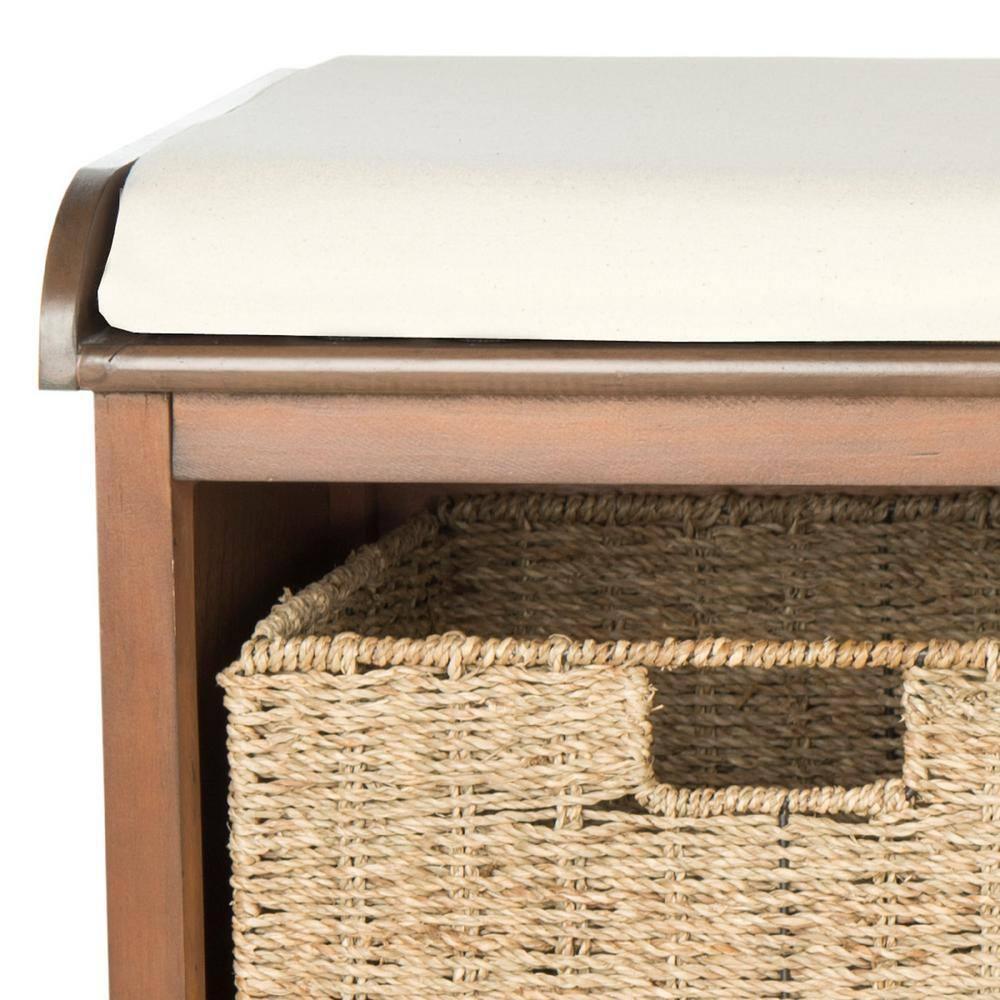 Lonan  Wicker Storage Bench - Brown - Safavieh