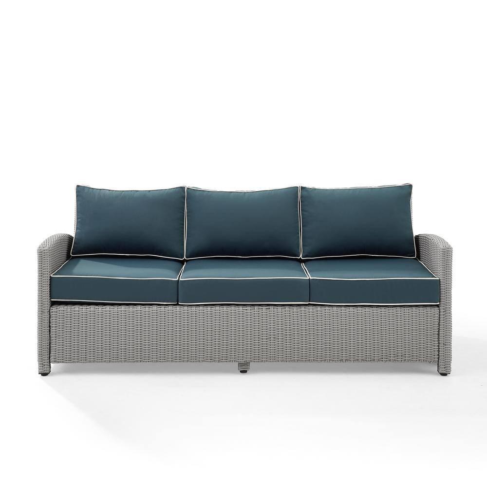 Bradenton Outdoor Wicker Sofa: Steel Frame, Moisture-Resistant Cushions, UV-Resistant - Crosley