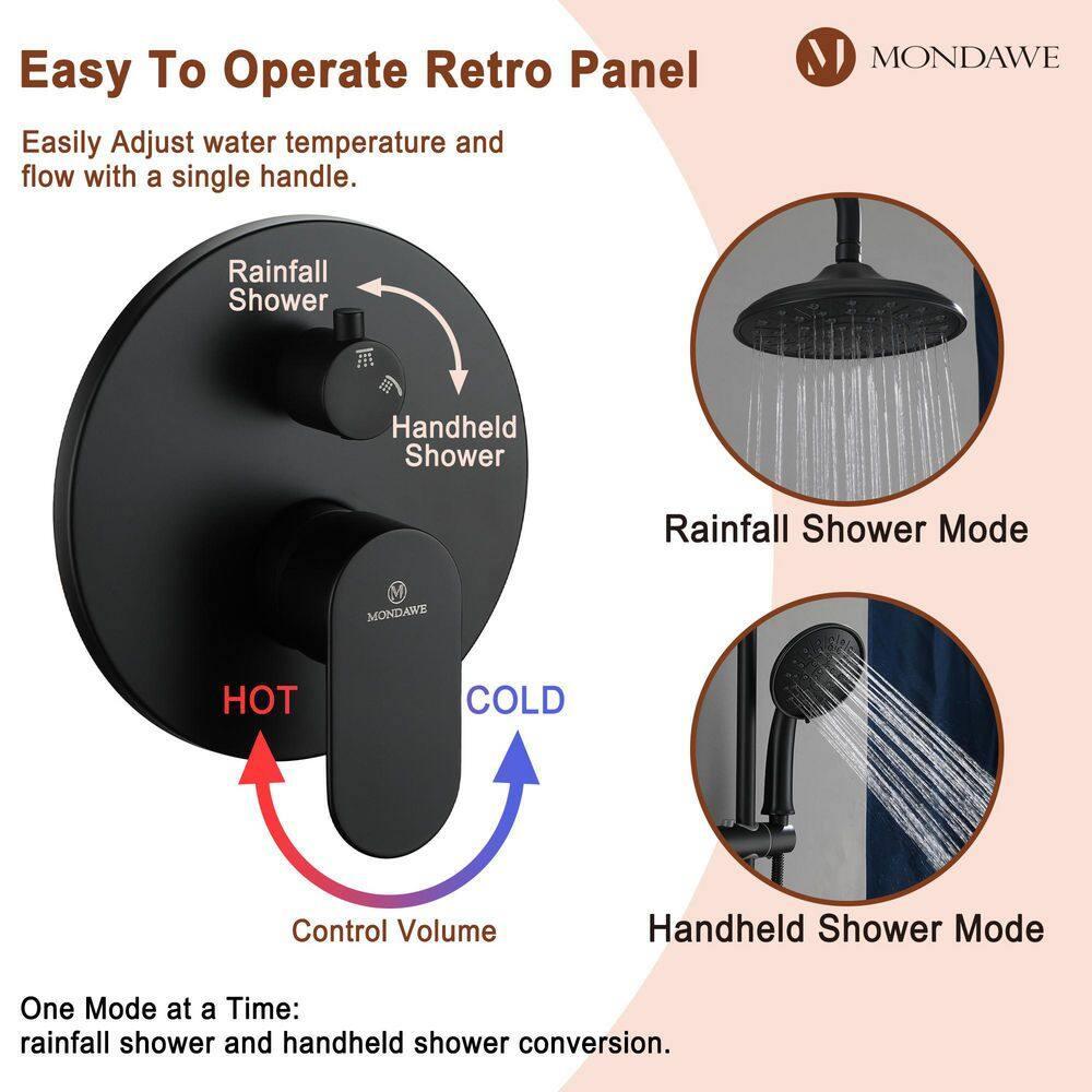 mondawe Calliope Wall Mounted 2-Function Retro Pressure-Balanced Shower System with 3 Setting Handheld MD-A3815-ORB