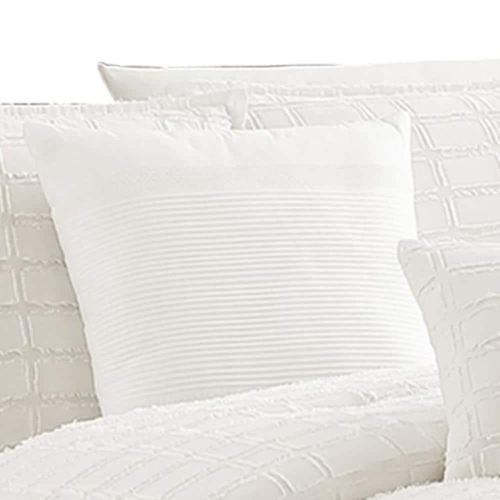 Benjara White Cotton Blend 6 Piece Comforter Set