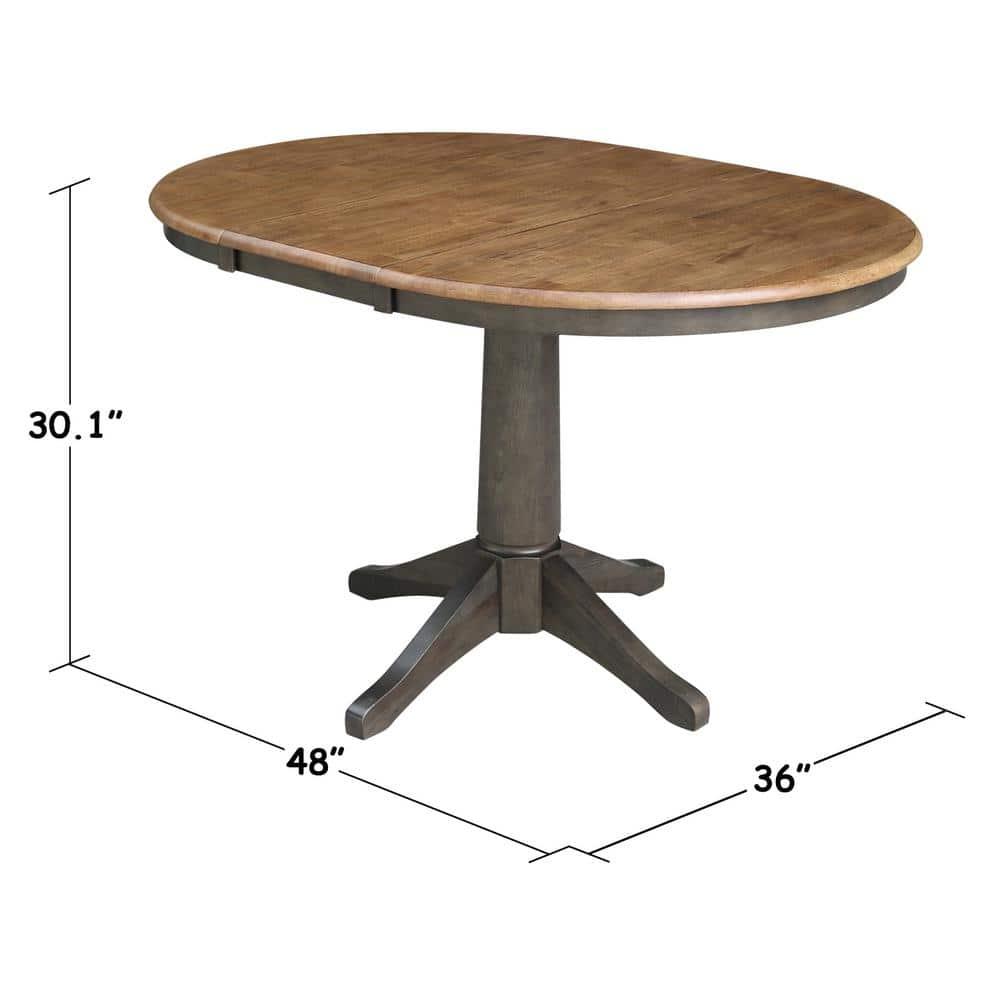 International Concepts 36" round top ped table with 12" leaf - 30.1"h - dining height