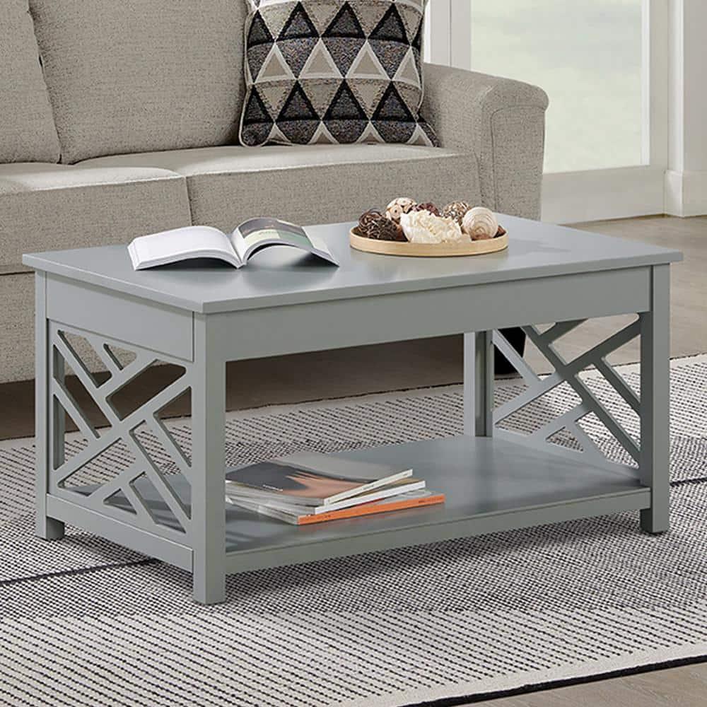 Alaterre Furniture Coventry 36 in. Solid Pine Wood Coffee Table, Traditional to Modern Design Accent Furniture, Gray